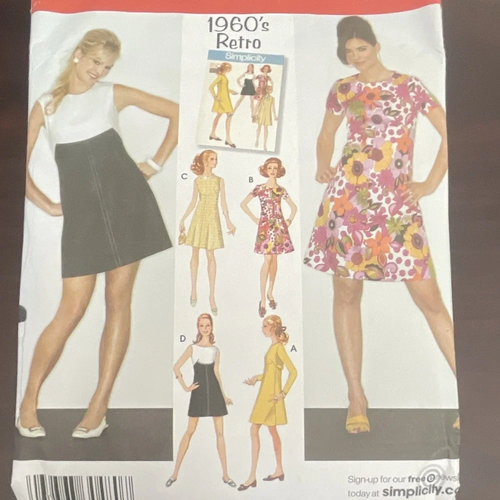 Simplicity 3833 1960s Retro Misses Petite Dress‎ Sewing Pattern Size 6-14 Uncut